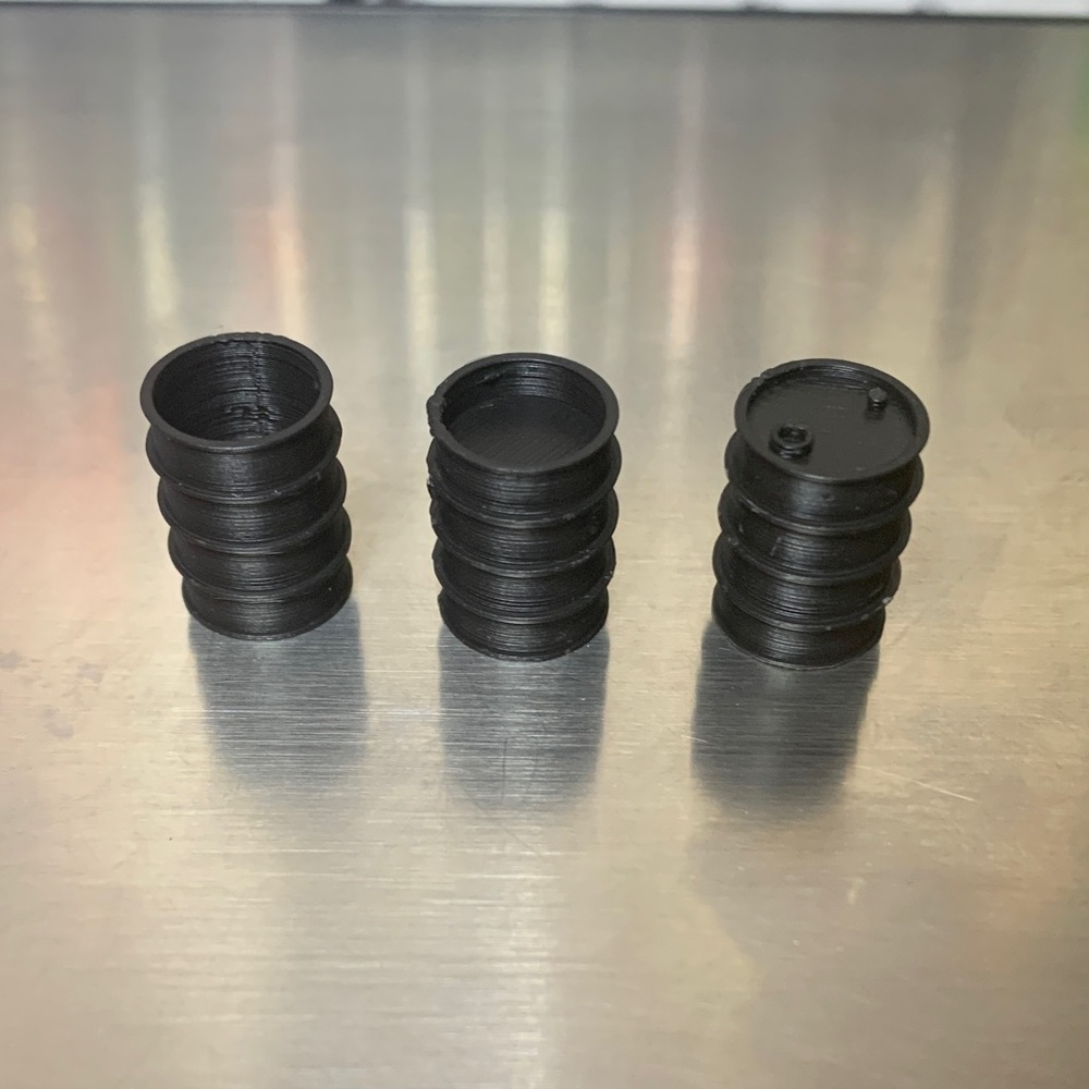 3 Pack of WW2 Oil Barrels 1/72 Scale Tabletop Games Train Set Wargames